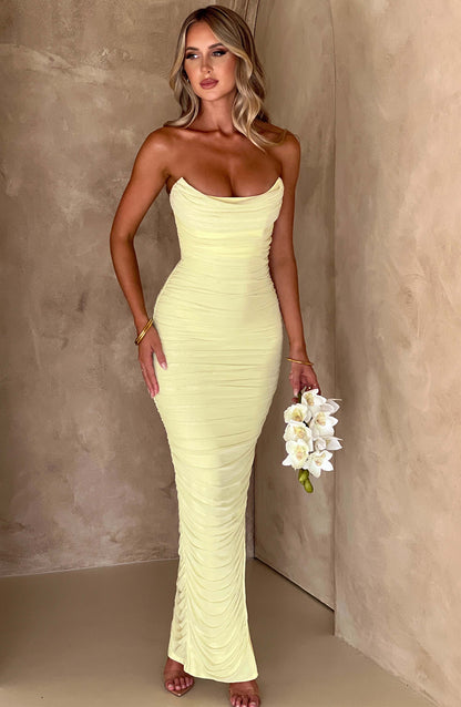 Luvrefashion | Lime Green Demi Maxi Dress in XS - side view
