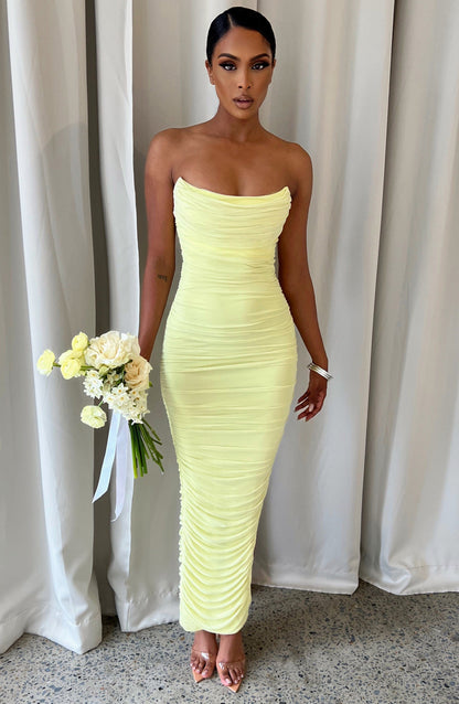 Luvrefashion | Lime Green Demi Maxi Dress in XS - back view