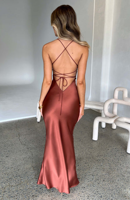 Luvrefashion | Malika Rust Maxi Dress in XS - side view