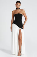 Vestido largo blanco y negro Maliyah
