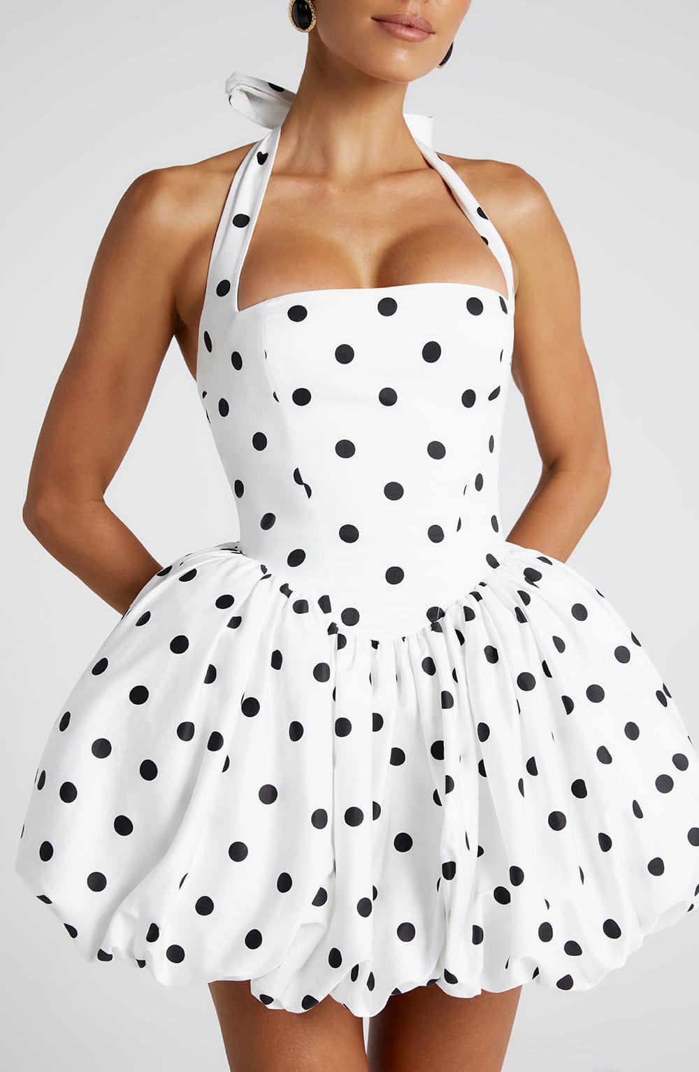 Luvrefashion | Maricia Black Polka Dot Mini Dress in XS - styled look