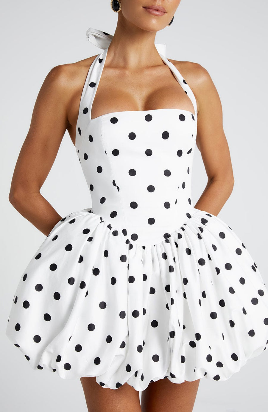 Luvrefashion | Maricia Black Polka Dot Mini Dress in XS - styled look