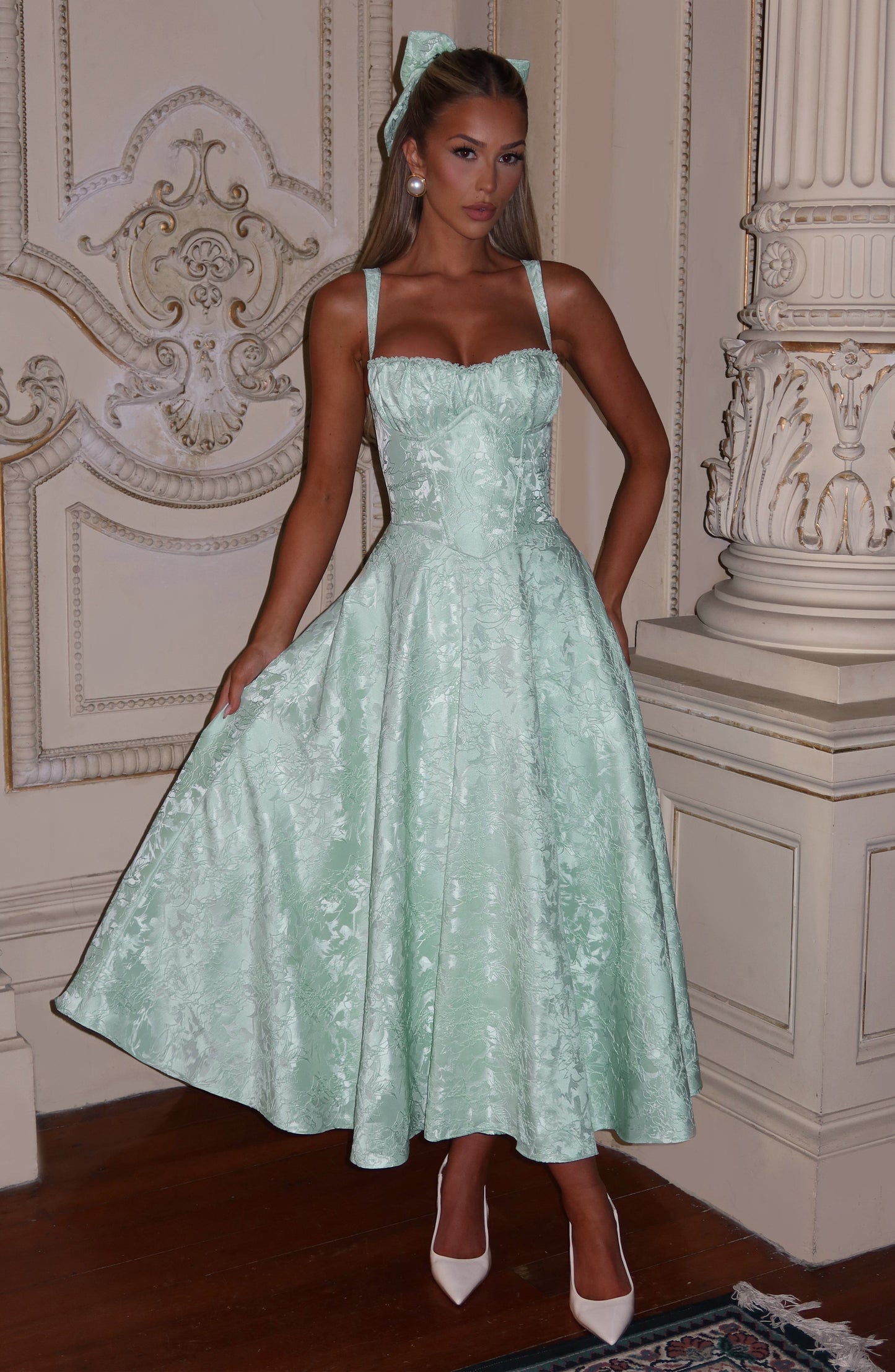 Luvrefashion | Mint Amity Midi Dress in XS - front view