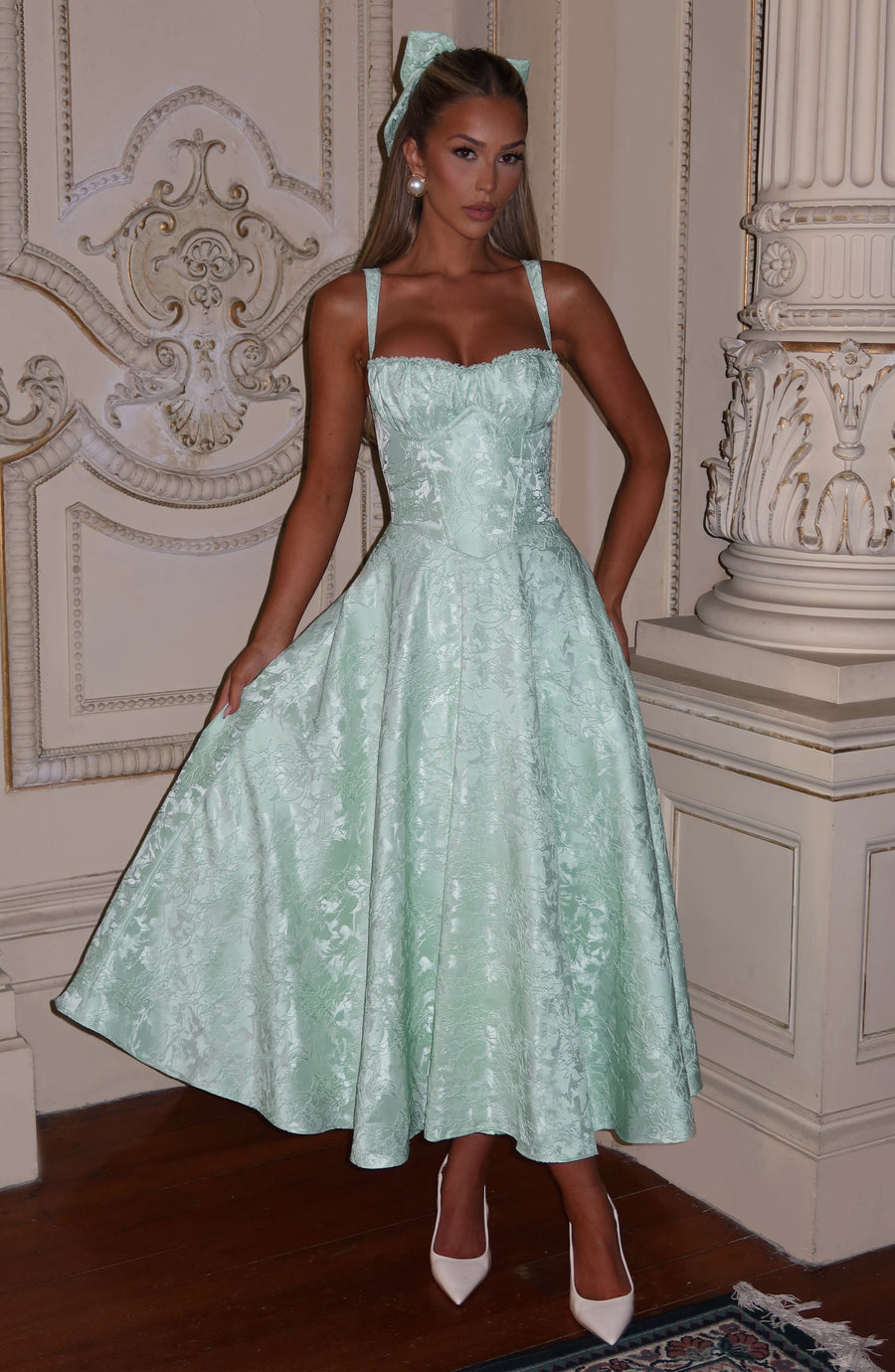 Luvrefashion | Mint Amity Midi Dress in XS - front view
