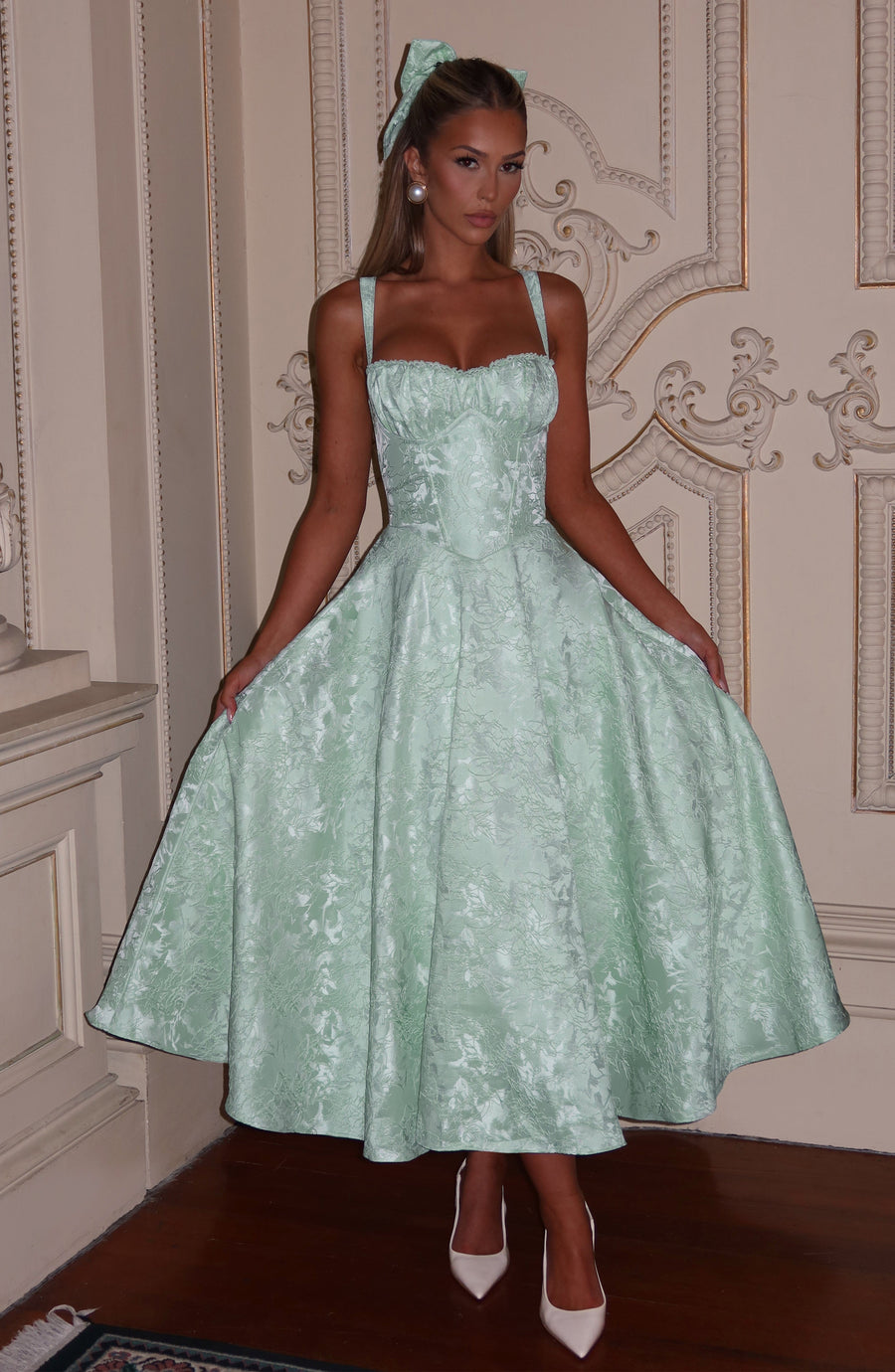 Luvrefashion | Mint Amity Midi Dress in XS - back view