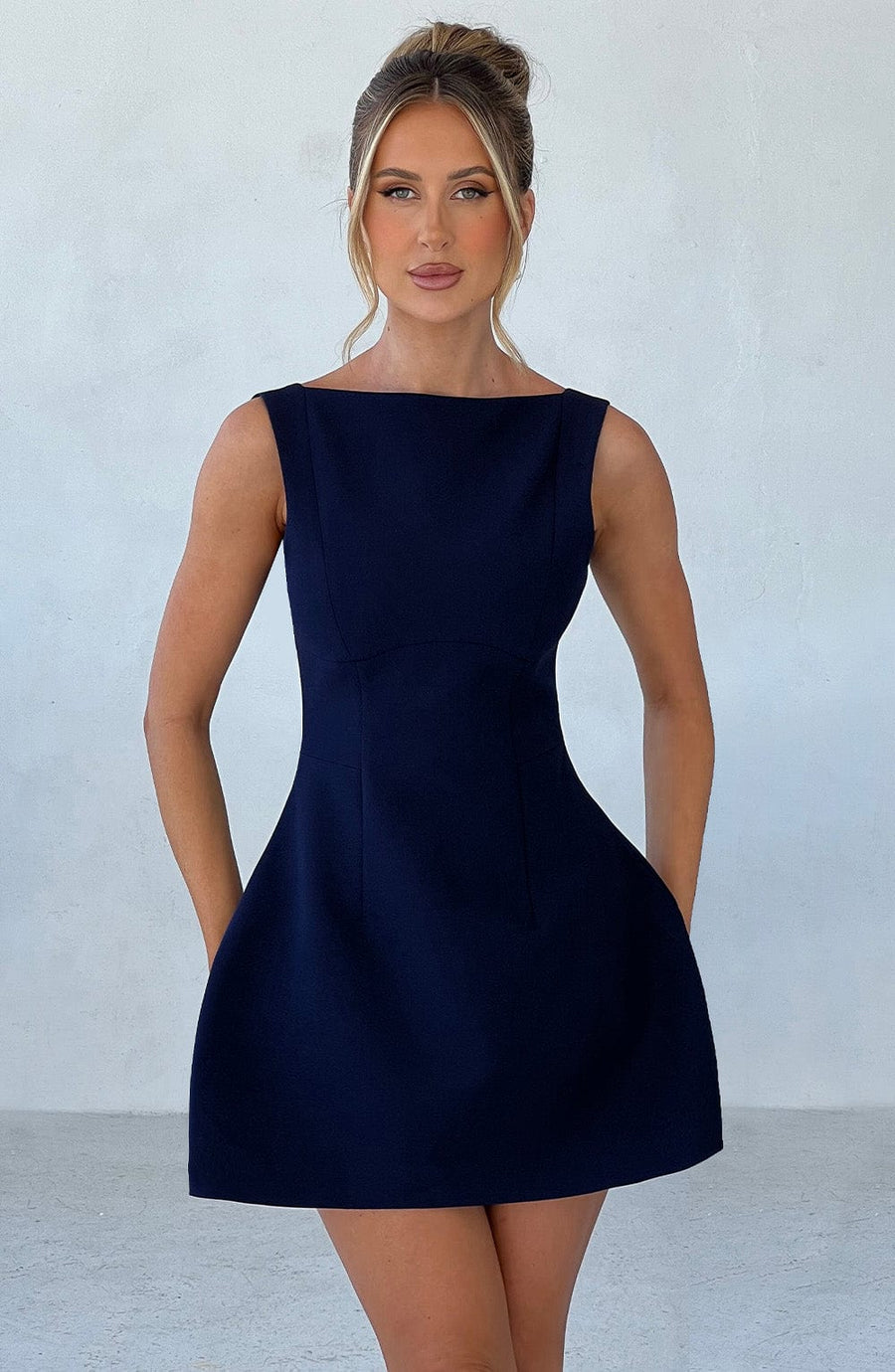 Luvrefashion | Navy Alana Mini Dress in XS - detail view