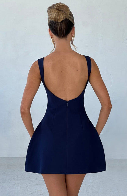 Luvrefashion | Navy Alana Mini Dress in XS - styled look
