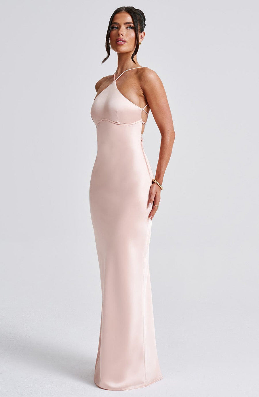 Luvrefashion | Peach Sinead Maxi Dress in XS - back view