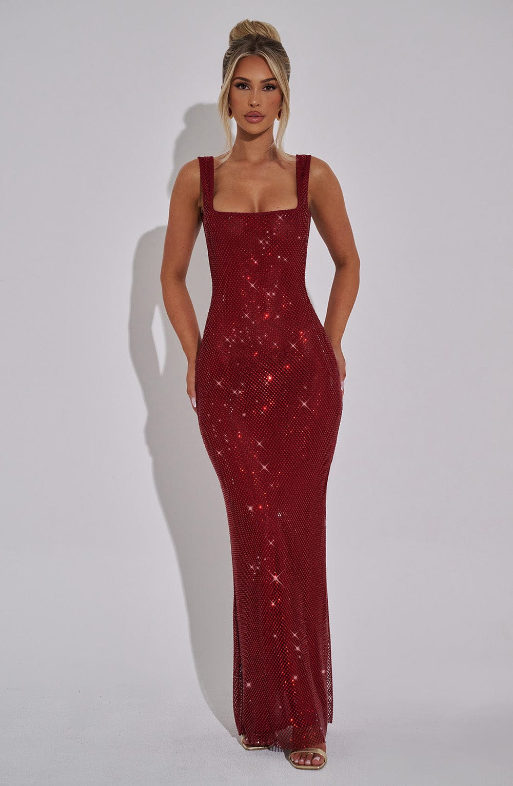 Luvrefashion | Petra Wine Maxi Dress in XS - detail view