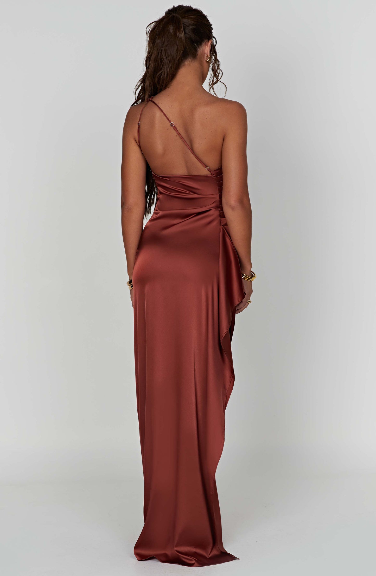 Luvrefashion | Rust Colored Ariel Maxi Dress in XS - back view