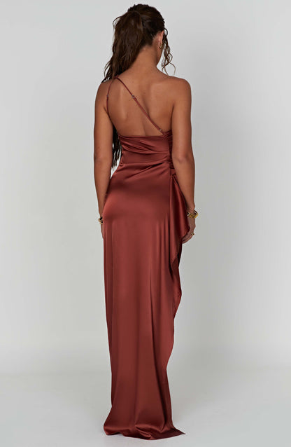 Luvrefashion | Rust Colored Ariel Maxi Dress in XS - back view