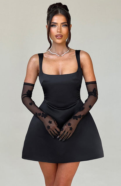 Luvrefashion | Sofie Black Mini Dress in XS - side view