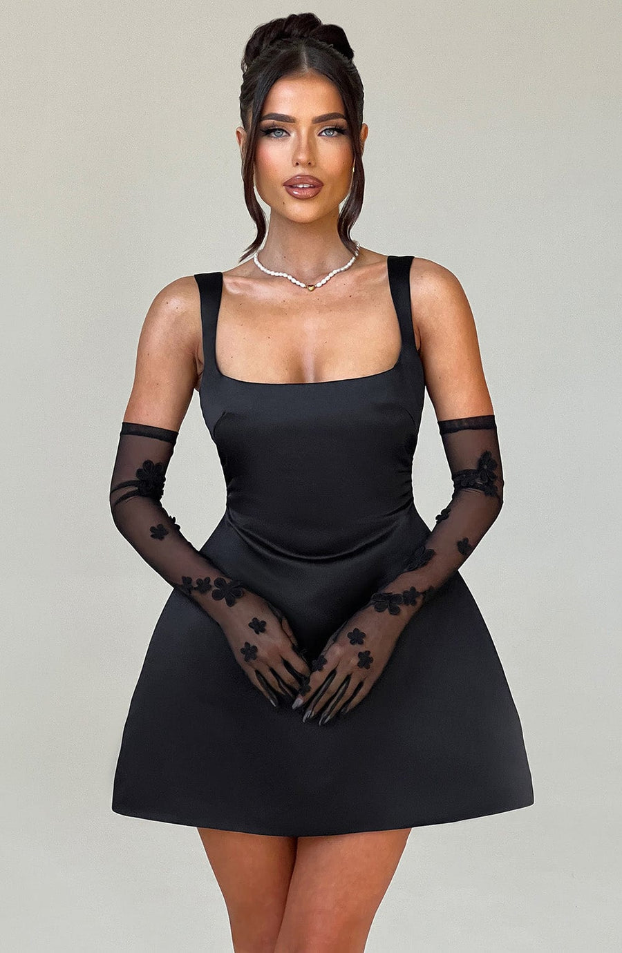 Luvrefashion | Sofie Black Mini Dress in XS - side view