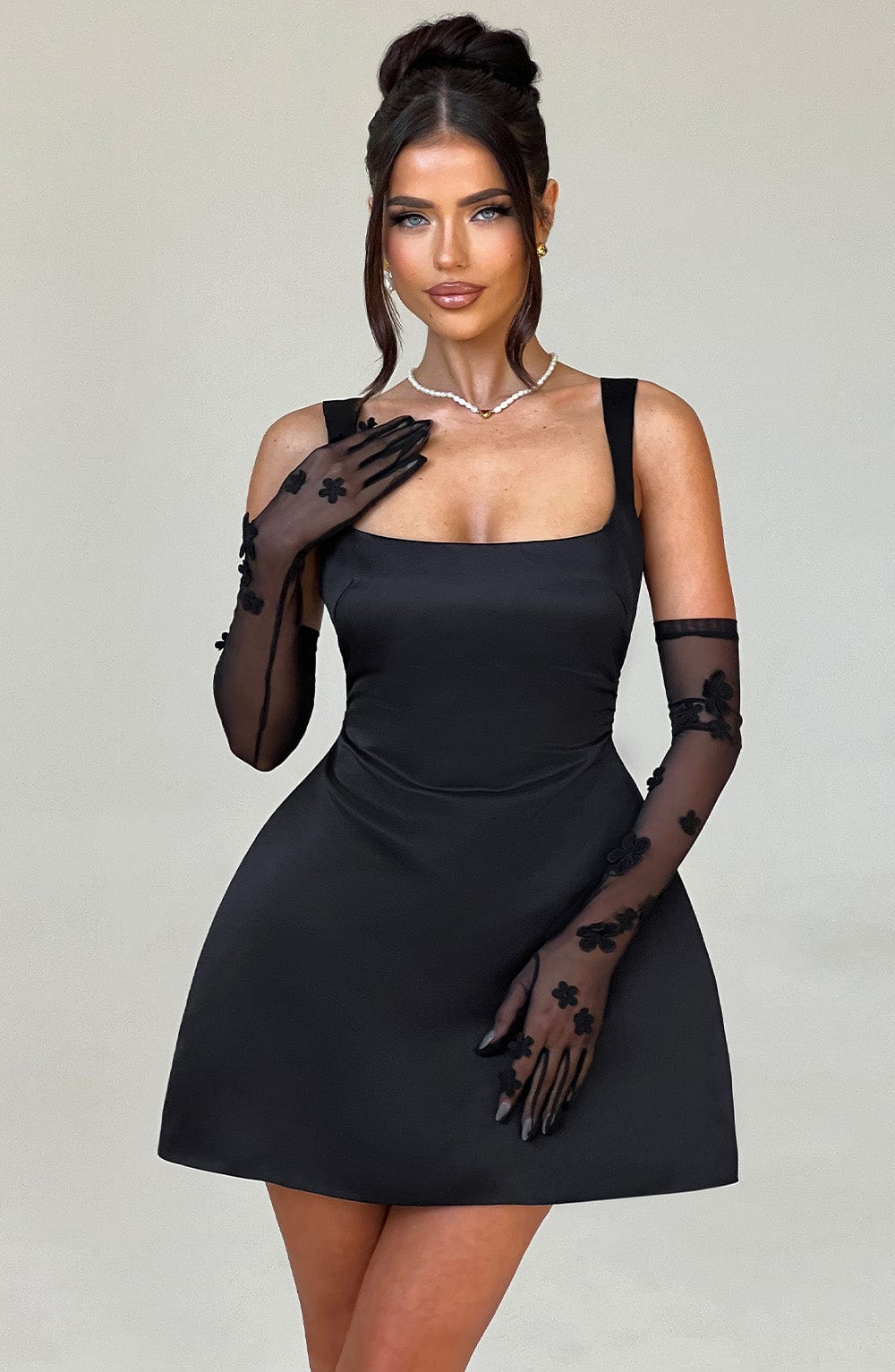 Luvrefashion | Sofie Black Mini Dress in XS - detail view