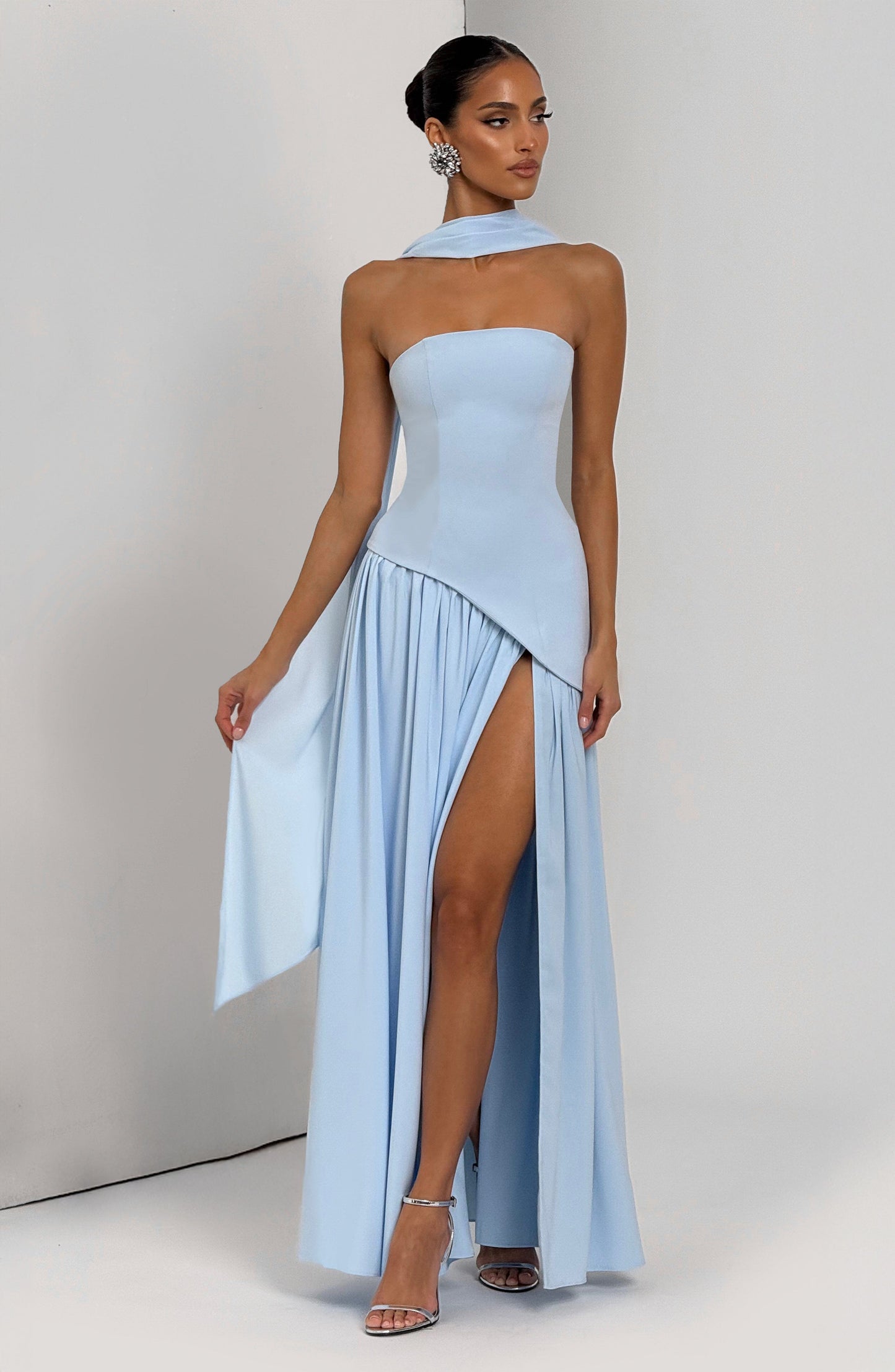 Vestido maxi de verano Sophia en azul bebé
