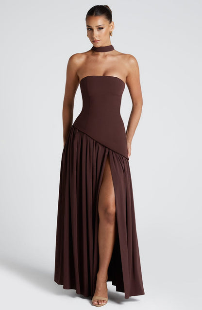 Vestido maxi de verano Sophia - Ciruela marrón