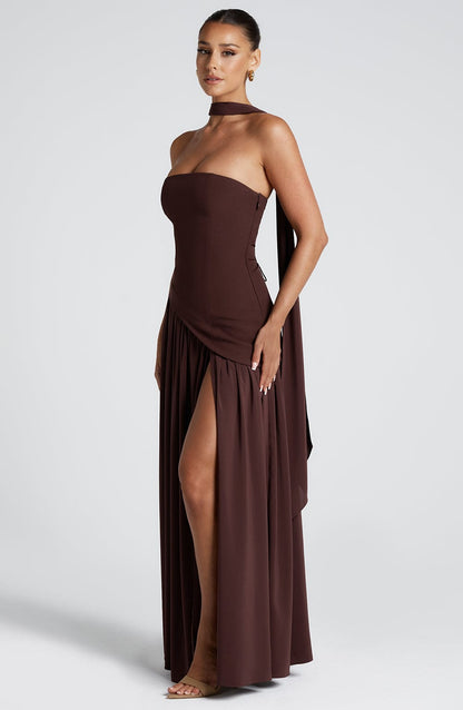 Vestido maxi de verano Sophia - Ciruela marrón