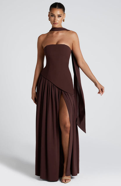 Vestido maxi de verano Sophia - Ciruela marrón