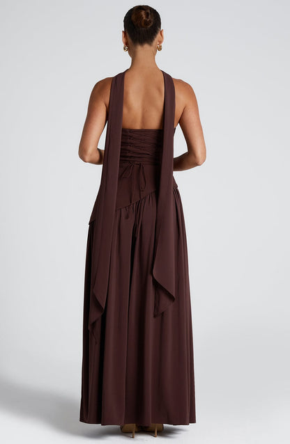 Vestido maxi de verano Sophia - Ciruela marrón