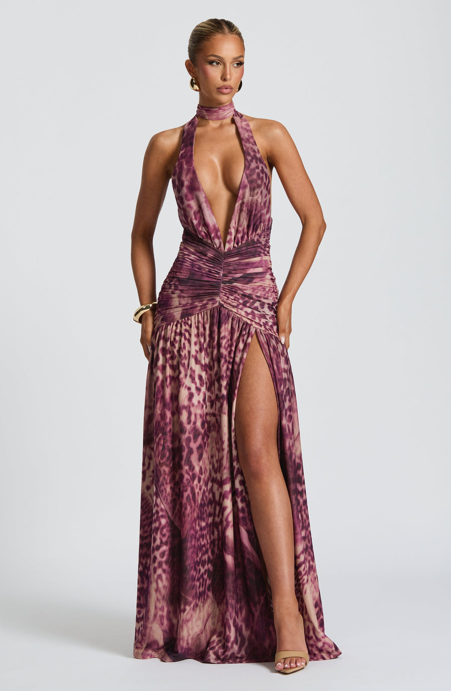 Sophia Maxi Vestido de verano - Estampado orquídea magenta
