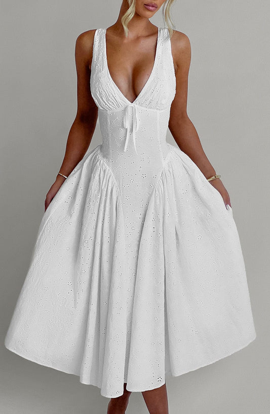 Chloe Ivory Midi Sundress - Vestido perfecto para el verano
