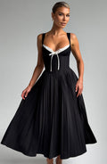 Vestido midi Chloe blanco y negro