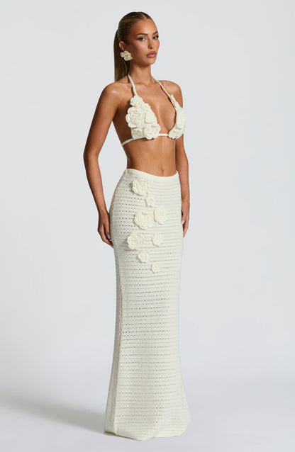 Sophia Ivory Maxi Skirt - Vestido largo de playa para verano