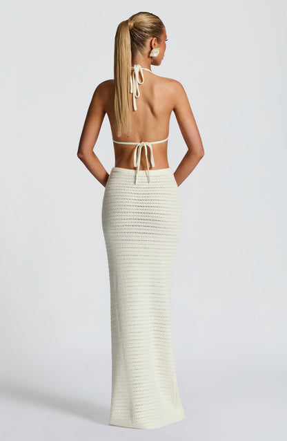 Sophia Ivory Maxi Skirt - Vestido largo de playa para verano