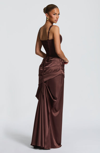 Vestido corsé Sophia Plum Brown