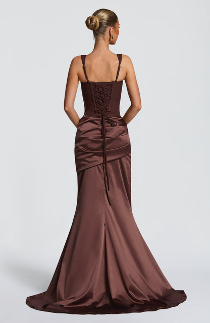 Vestido corsé Sophia Plum Brown