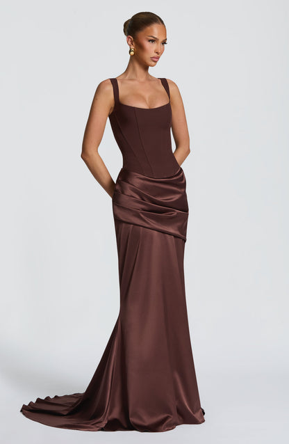 Vestido corsé Sophia Plum Brown