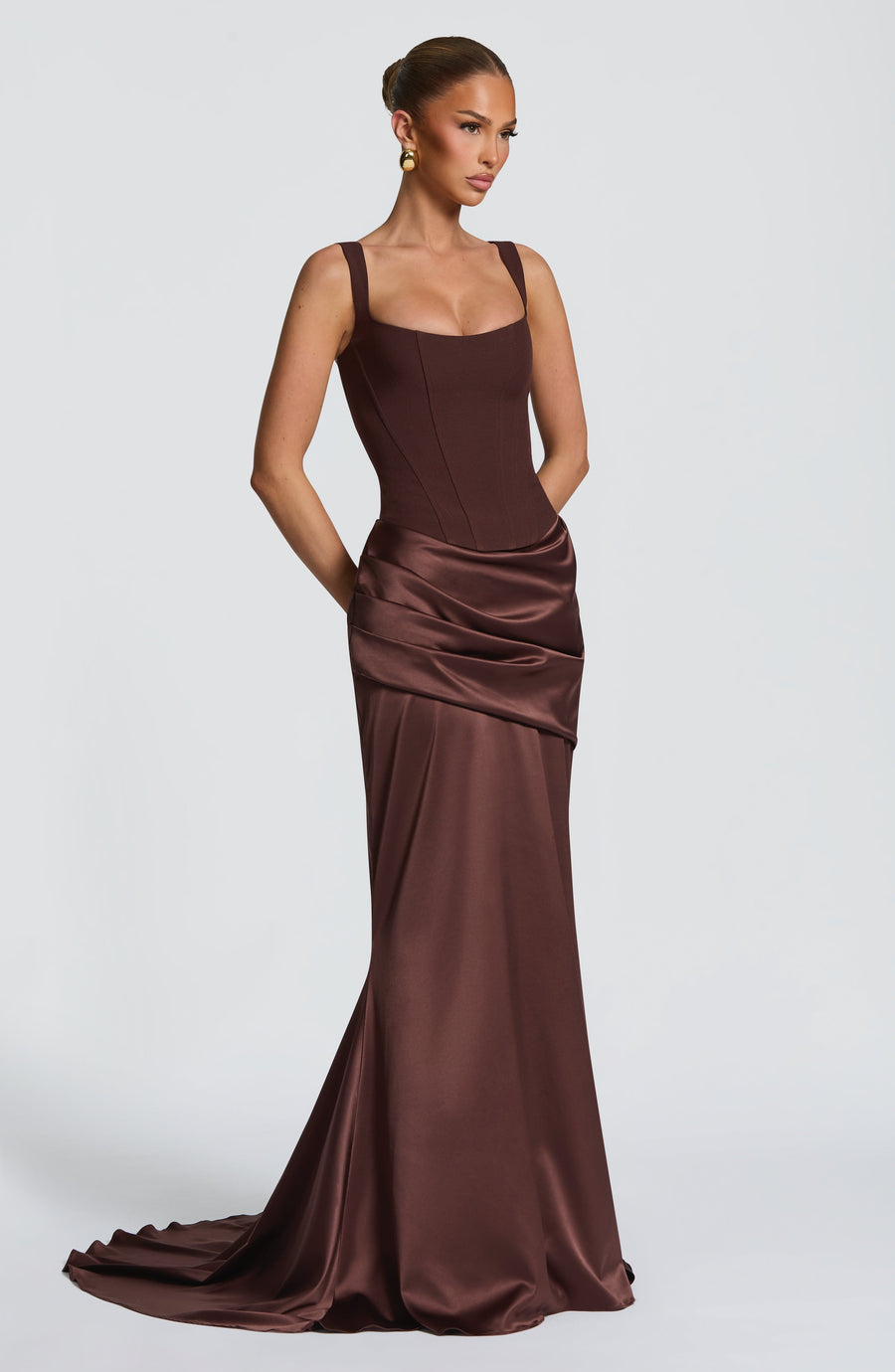 Vestido corsé Sophia Plum Brown