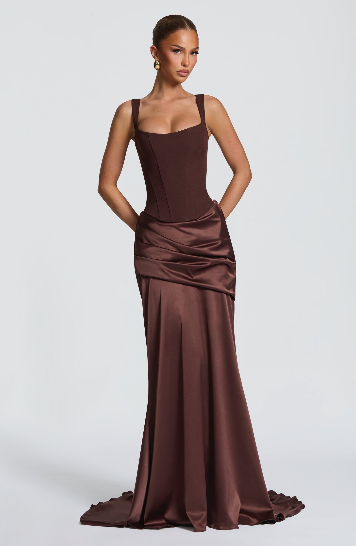 Vestido corsé Sophia Plum Brown