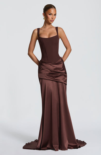 Vestido corsé Sophia Plum Brown