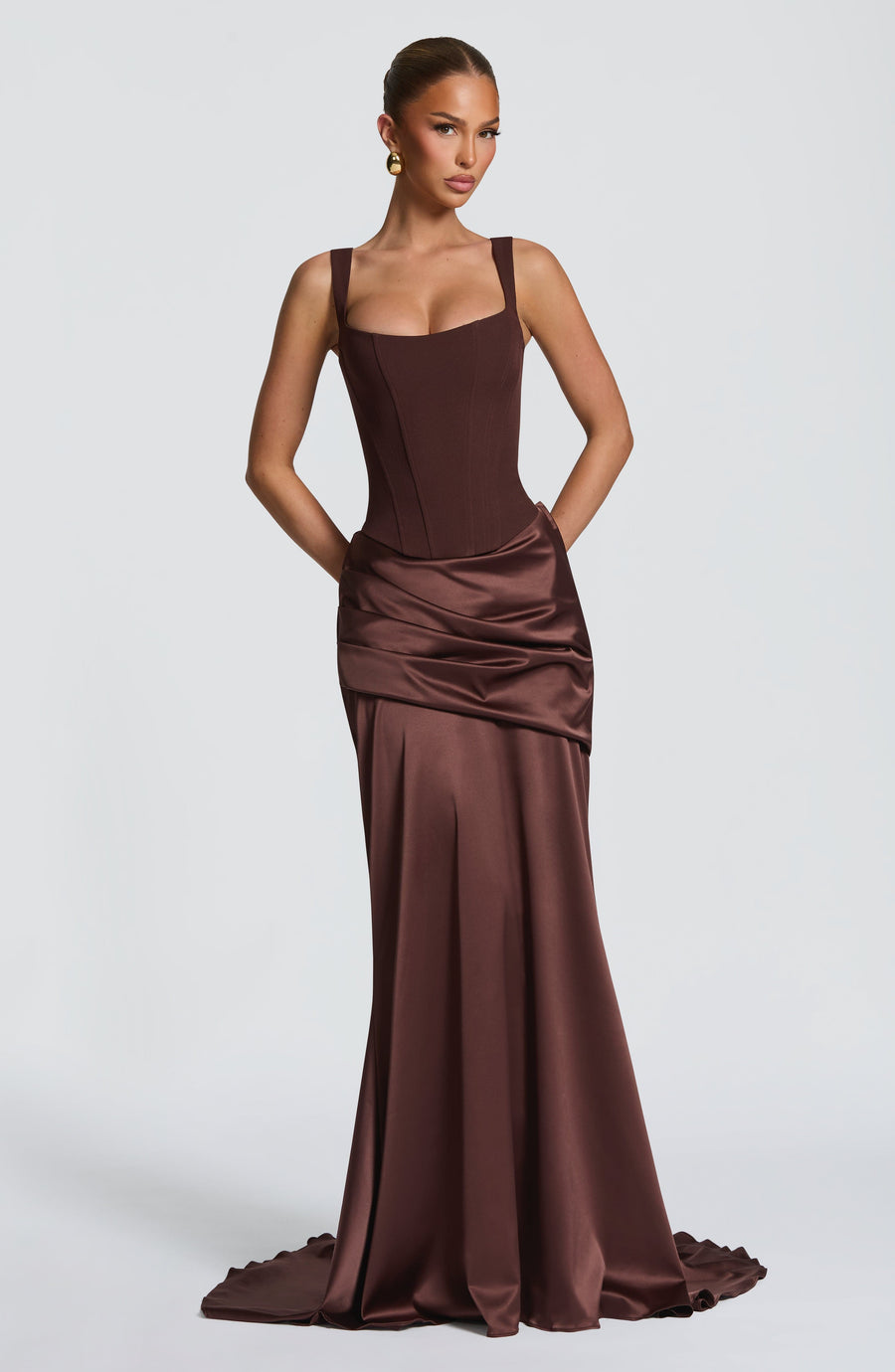 Vestido corsé Sophia Plum Brown