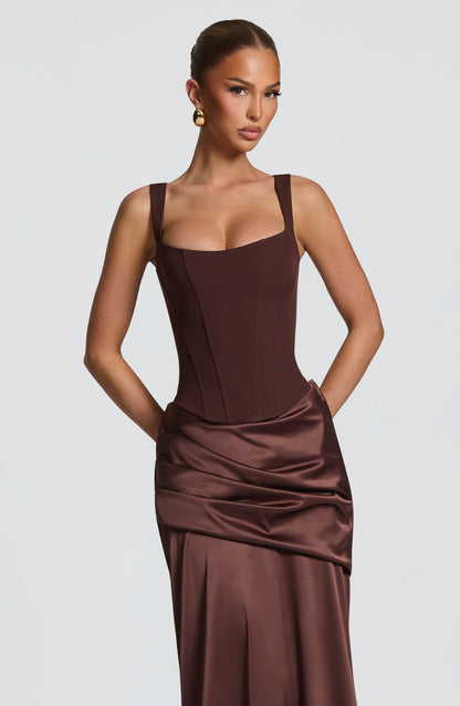 Vestido corsé Sophia Plum Brown