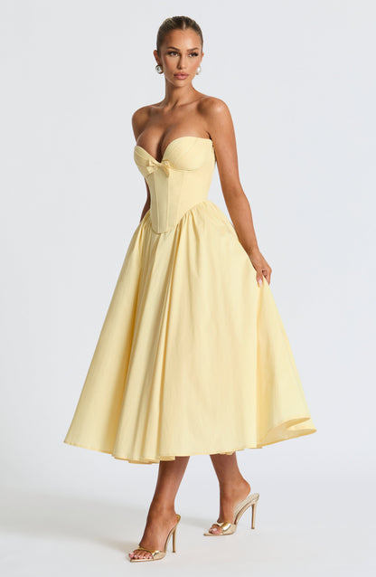 Chloe Lemon Midi Sundress - Perfecto para el verano