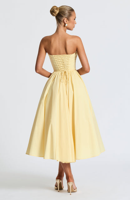 Chloe Lemon Midi Sundress - Perfecto para el verano
