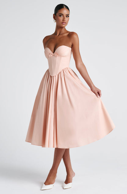 Vestido de verano Chloe Midi en melocotón suave