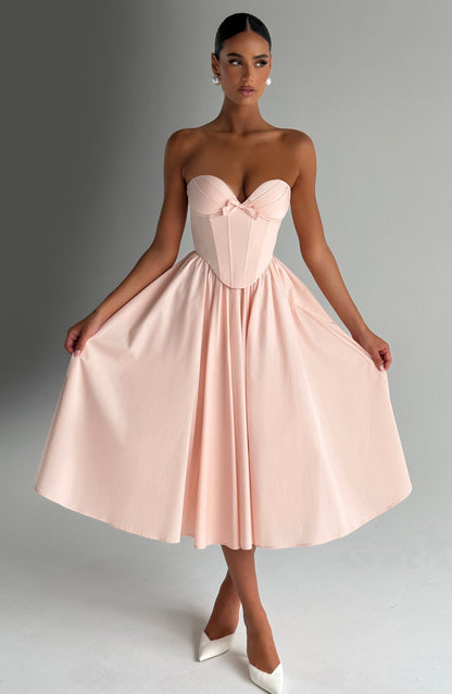 Vestido de verano Chloe Midi en melocotón suave