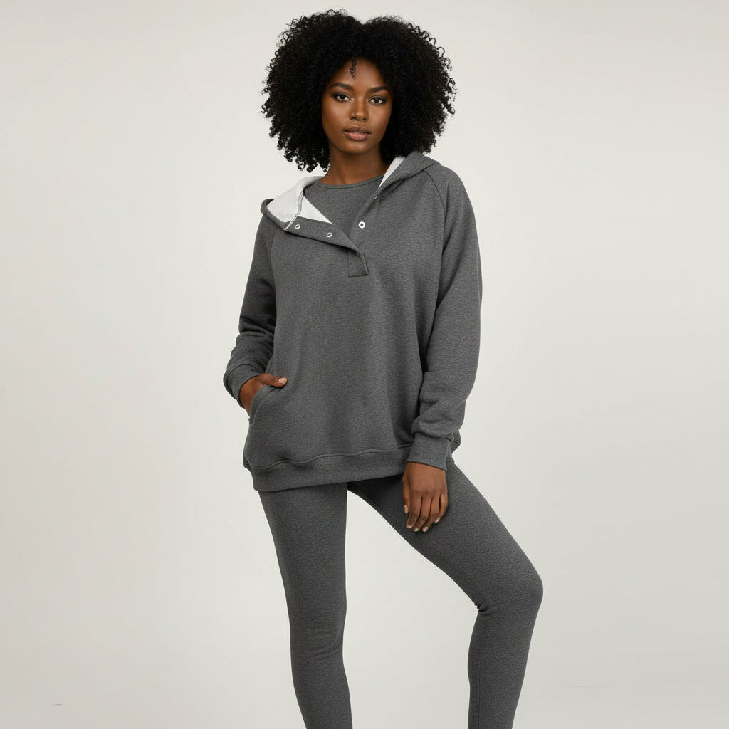 Luvrefashion | Hoodie and Sweatpants Set in Dark Blue - back view