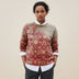 Sudadera estampada de cuello redondo para mujer - Rojo