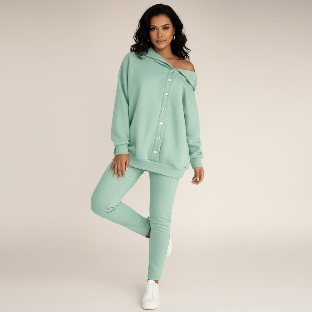 Luvrefashion | Hoodie and Sweatpants Set in Dark Blue - styled look