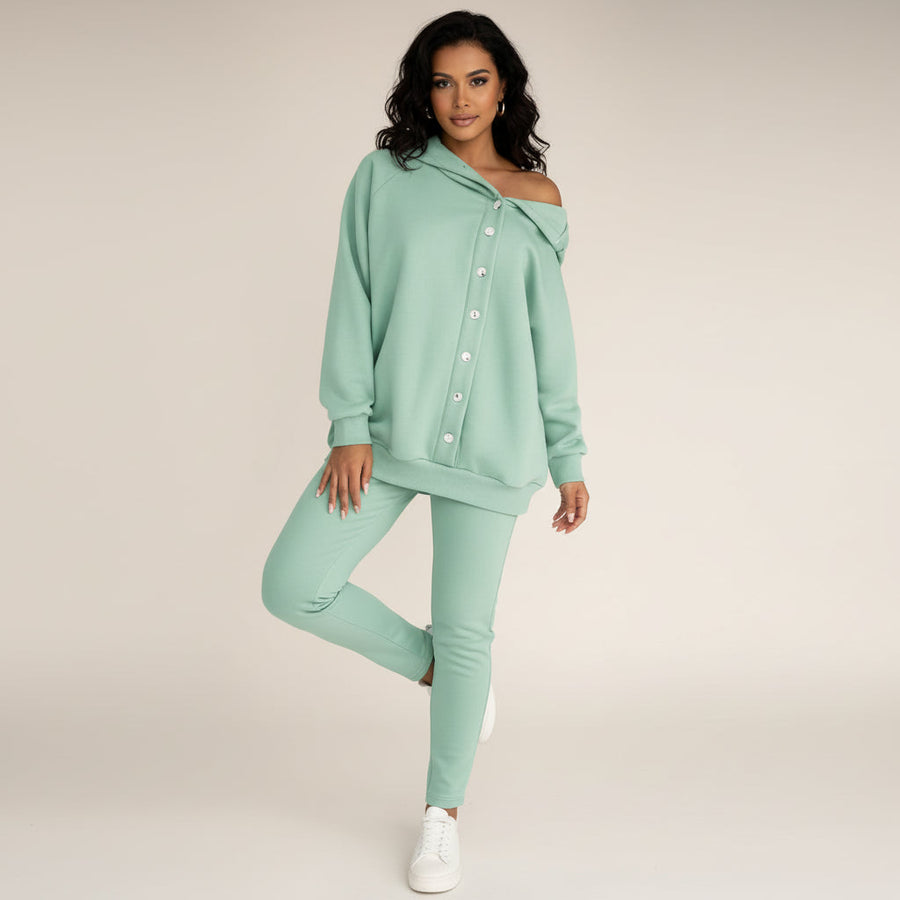 Luvrefashion | Hoodie and Sweatpants Set in Dark Blue - styled look