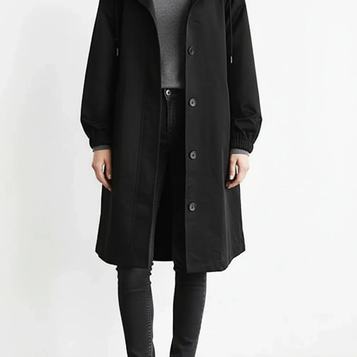 Luvrefashion | Long Hooded Coat for in Light Gray - back view