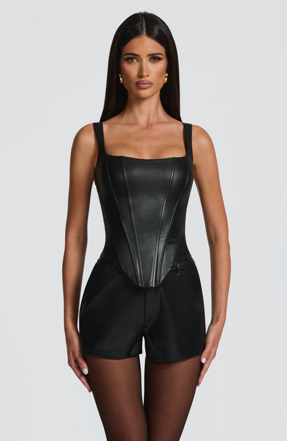Top corsé negro Chloe para la moda de verano