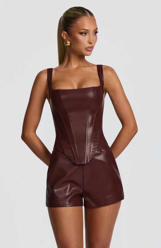 Vestido corsé Sophia borgoña - Moda de verano