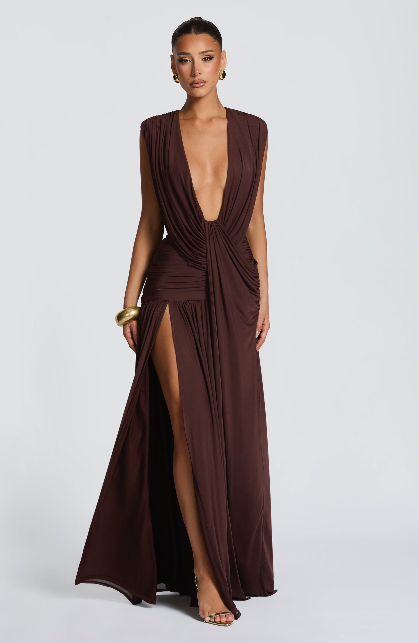 Vestido de verano largo color ciruela Sienna