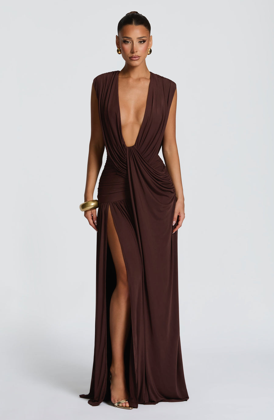 Vestido de verano largo color ciruela Sienna