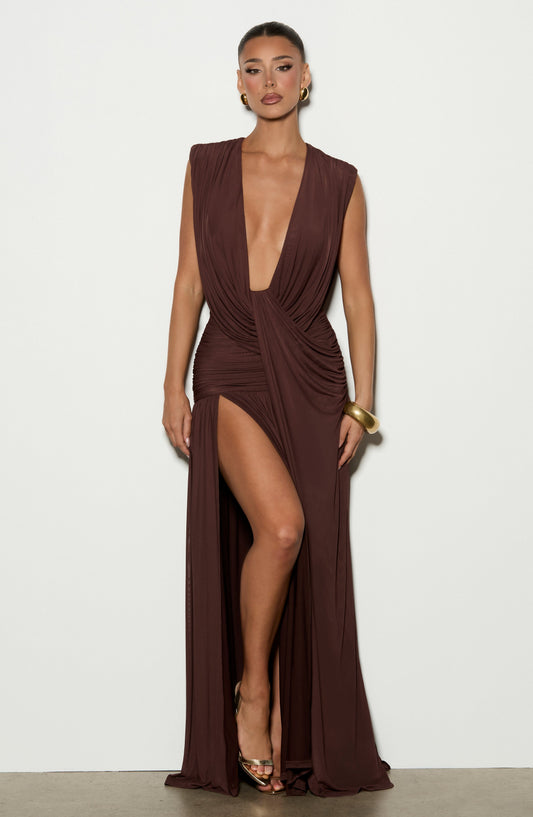 Vestido de verano largo color ciruela Sienna
